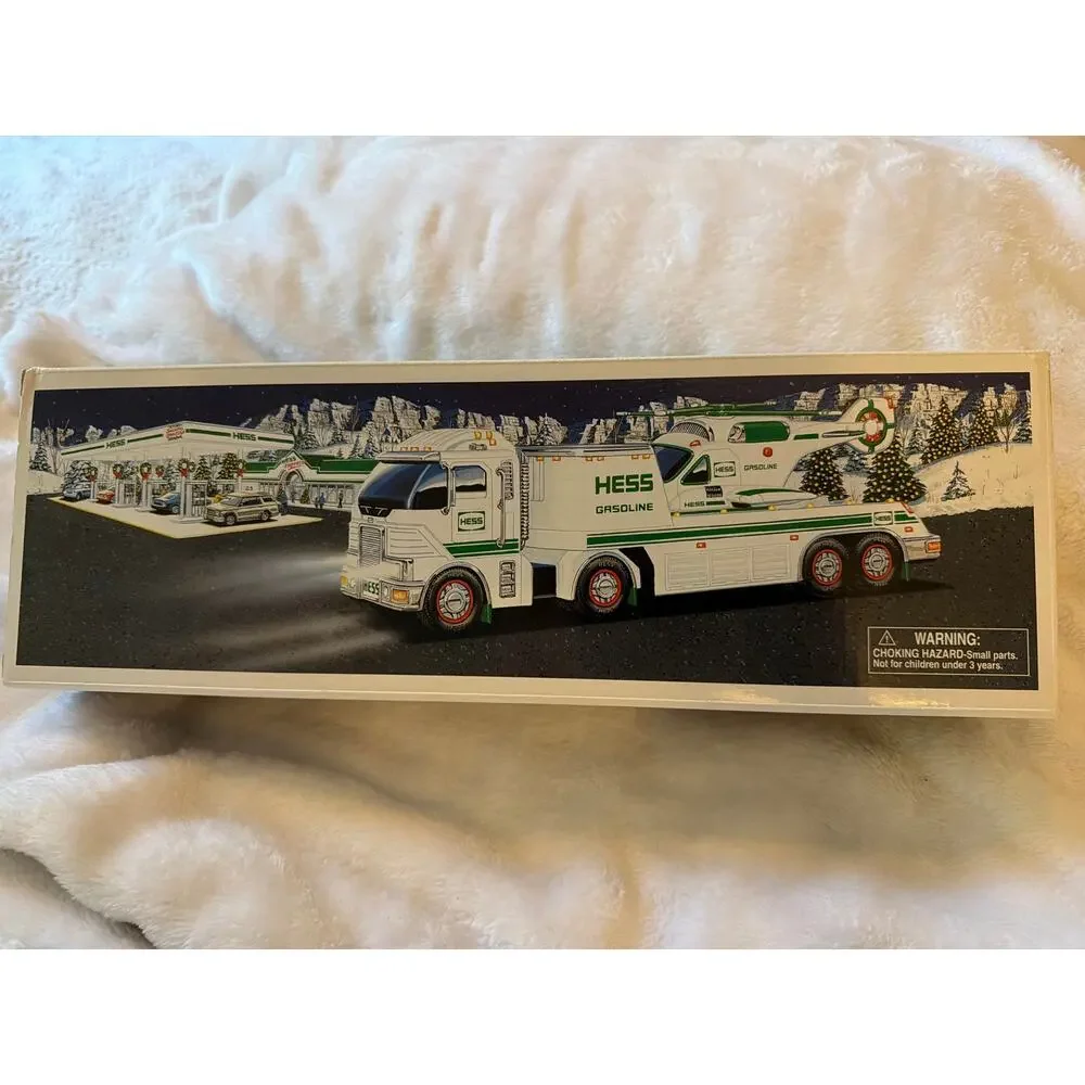 2006 Hess Toy Truck & Helicopter Gasoline Transport w/ Box Instructions